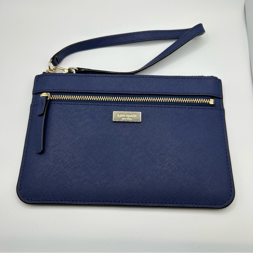 Kate Spade Tinie Laurel Way Leather Wristlet Offshore Blue